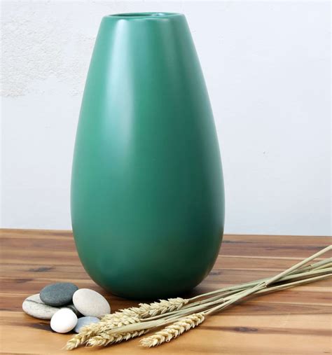 Tall Ceramic Flower Vase in Ivy Green