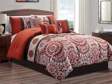 11-Pc Ranji Geometric Floral Medallion Embroidery Pleated Comforter ...