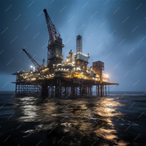 Premium AI Image | Offshore oil and rig platform in sunset or sunrise ...