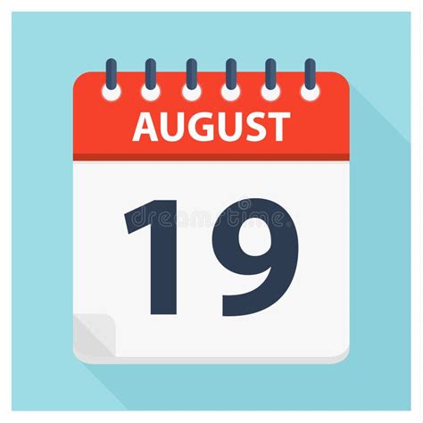 August 19 - Calendar Icon - Calendar Design Template Stock Illustration - Illustration of ...