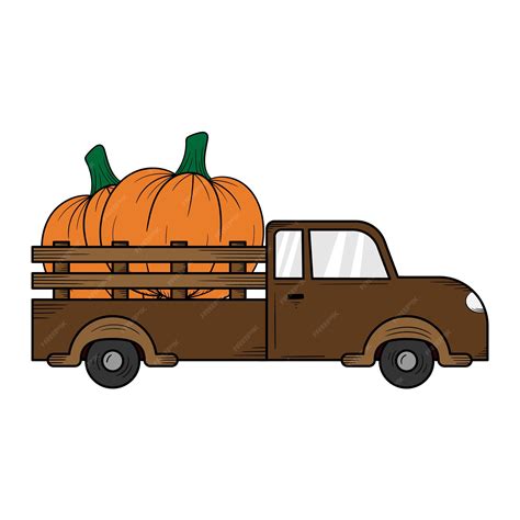 Premium Vector | Pumpkin truck hand drawn illustration design template isolated