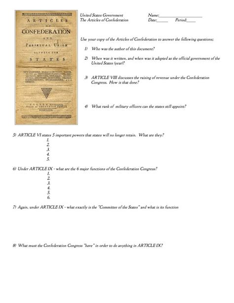 Articles Of Confederation Worksheet — db-excel.com