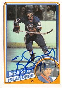 Butch Goring autographed hockey card (New York Islanders) 1984 Topps #95