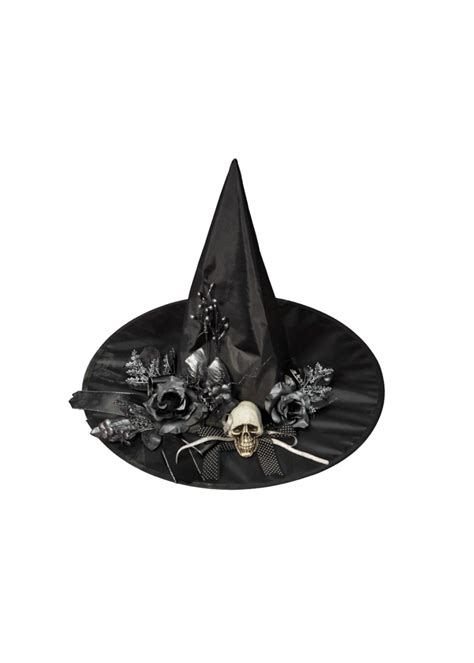 Witches Hat in Black with Roses & Skull - The CPS Warehouse