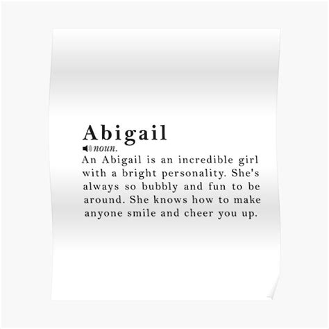 "Abigail Name Definition Meaning" Poster for Sale by peachyline | Redbubble