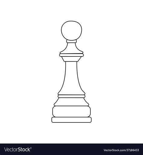 Chess piece pawn black and white isolated outline Vector Image