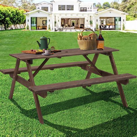 6 Seater/ 8 Seater Wooden Furniture Set Picnic Table Pub Bench Outdoor Garden | eBay