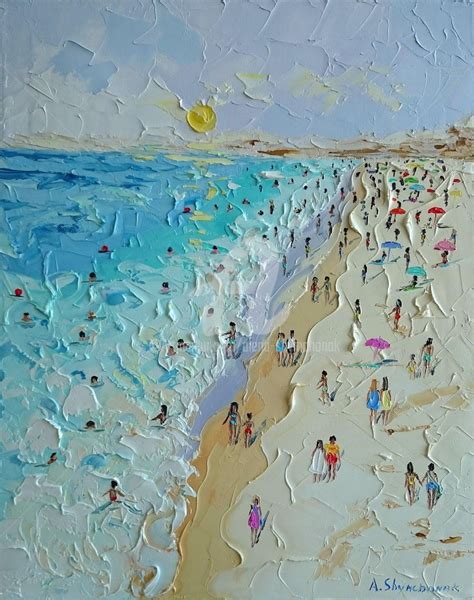 Happy Summer Day; Oil Painting On Canvas, Painting by Alena Shymchonak | Artmajeur | Beach oil ...