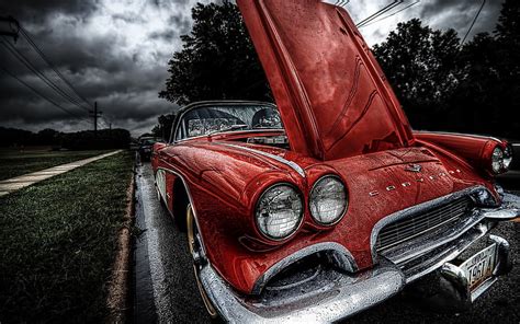 3840x2160px | free download | HD wallpaper: red vehicle, old car ...