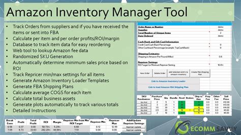 Amazon FBA Inventory Management Excel Tool Overview - YouTube