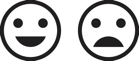 Happy and sad emoji faces icon vector isolated on white background for ...