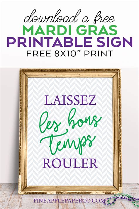 FREE Mardi Gras Printable Sign - Pineapple Paper Co.