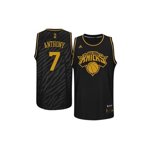 Men's New York Knicks Carmelo Anthony Authentic Black Precious Metals Fashion Adidas Jersey