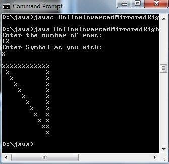 Java Hollow Inverted mirrored right triangle star pattern | Right ...