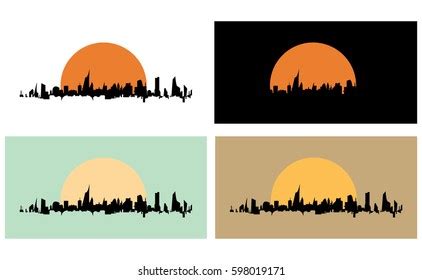 Cityscape Silhouette Vector Set Stock Vector (Royalty Free) 598019171 | Shutterstock