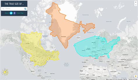 Real Size Comparison Map