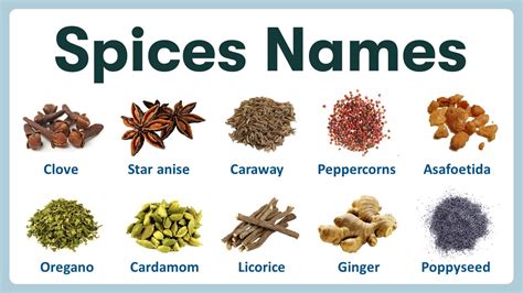 Types of Spices | List of Spices in English with Pronunciations and Pictures - YouTube