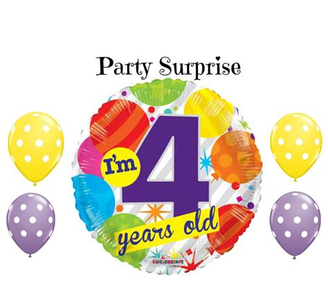 4th Birthday Balloons 4 year old Birthday Party Balloons Kid