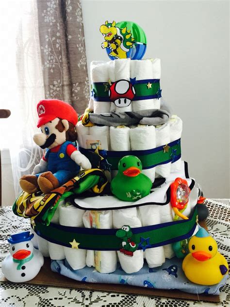 Super Mario diaper cake! | Birthday diy, Diy birthday gifts, Baby ...