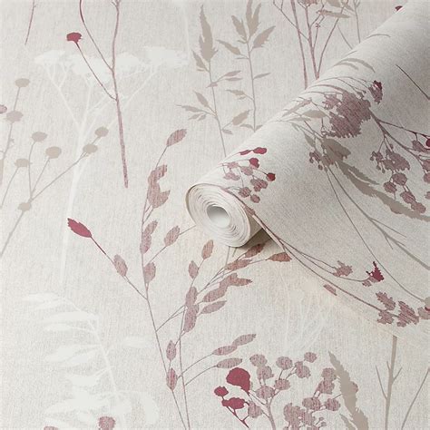 GoodHome Pio Cream & red Floral Textured Wallpaper | DIY at B&Q