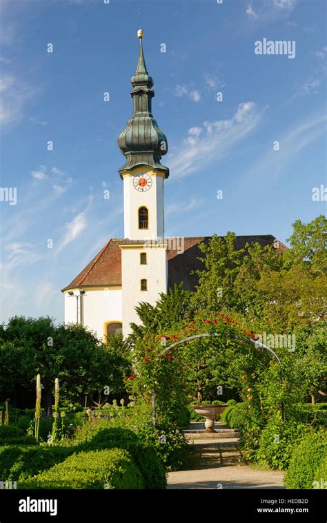 St. Joseph's Church, castle garden, Starnberg, Fünfseenland, Upper Bavaria, Bavaria, Germany ...