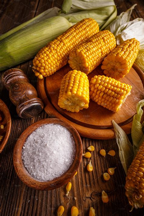 Boiled corn containing corn, boiled, and cob | High-Quality Food Images ~ Creative Market