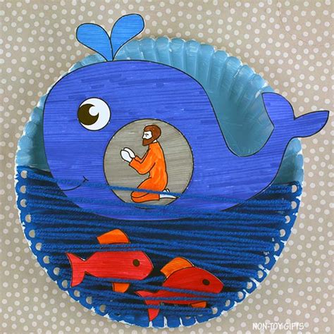 Jonah and the Whale Craft - Paper Plate Bible Craft - Coloring Craft – Non-Toy Gifts