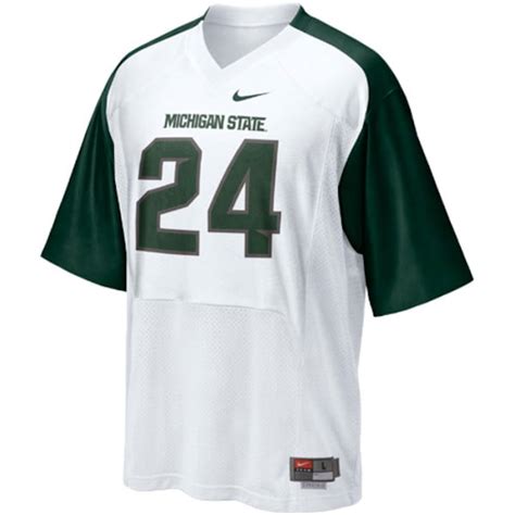 Nike Michigan State Spartans #24 Replica Football Jersey - White/Green | Official Michigan State ...