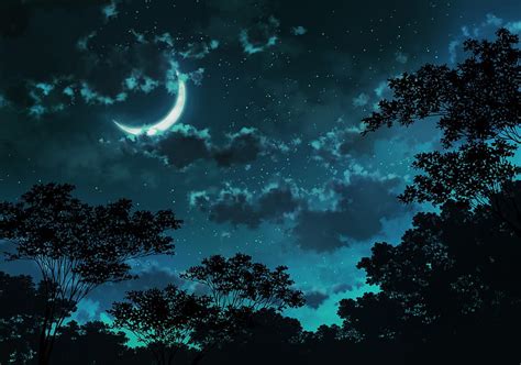 720P free download | New moon, cloud, moon, manga, black, sky ...