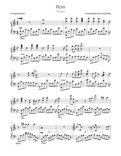 [Terraria] Rain Sheet music for Piano (Solo) | Musescore.com