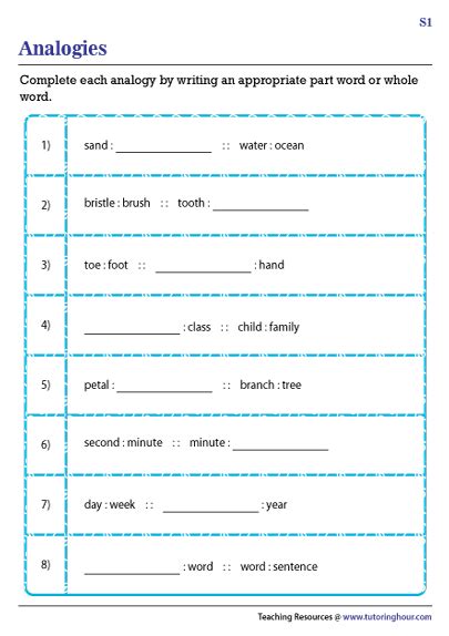 Printable Analogy Worksheets Activity Shelter – NBKomputer