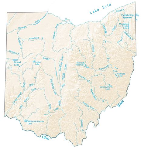 Ohio Lakes and Rivers Map - GIS Geography