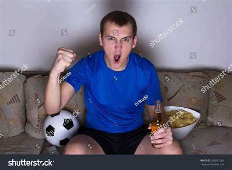 Funny Man Watching Football On Tv Stock Photo 180647564 | Shutterstock