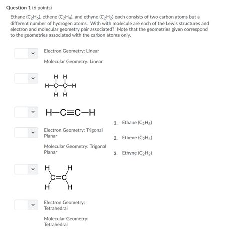 Solved Question 1 (6 points) Ethane (C2H6), ethene (C2H4), | Chegg.com