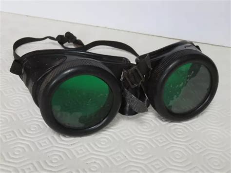 VINTAGE WELDERS GOGGLES - Green lens - Steampunk accessory? £10.00 - PicClick UK