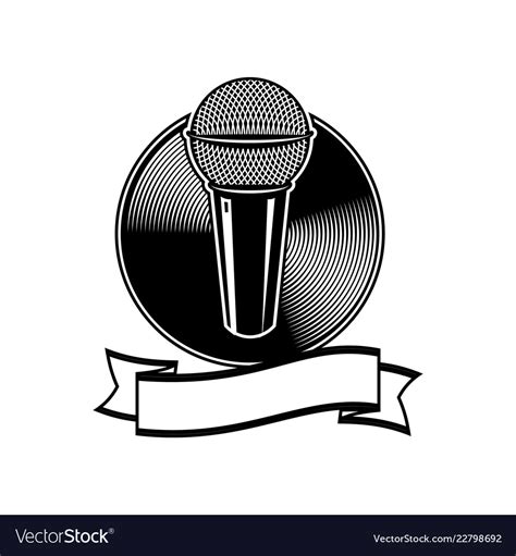 Microphone logo black and white Royalty Free Vector Image