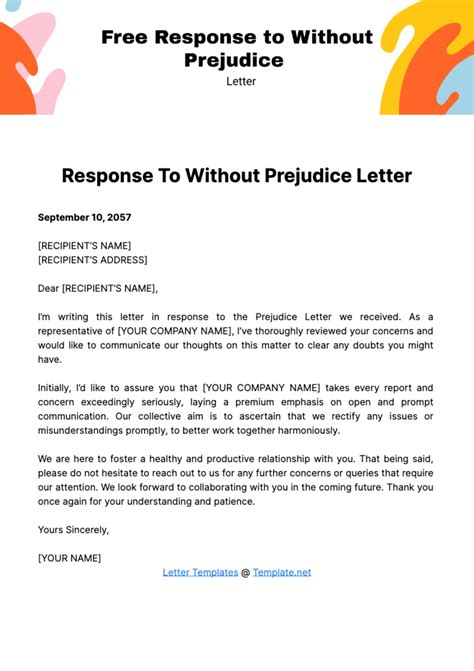 Free Response to Without Prejudice Letter Template - Edit Online ...