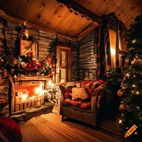 Idyllic christmas cabin interior on Craiyon