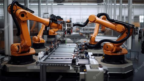 Premium Photo | Robots working on a factory floor