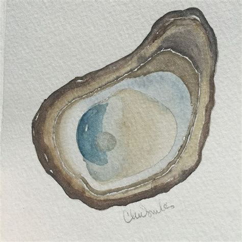 Oyster & Pearl Original Watercolor Painting, Oyster painting, Coastal ...