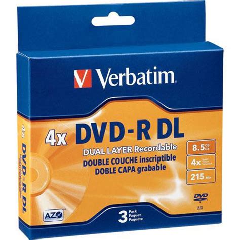 Verbatim DVD-R Dual Layer 8.5GB (3) 95165 B&H Photo Video