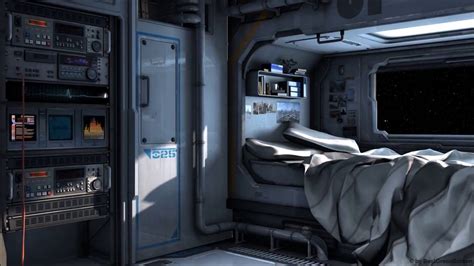 Space station bedroom ambience | Futuristic bedroom, Spaceship interior ...