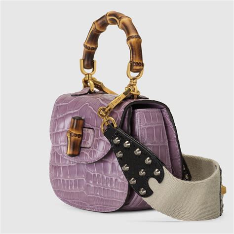 gucci crocodile tote bag with bamboo handle