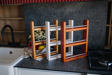 Spice Rack Wall Mount Made From Natural Wood, Kitchen Essential Oil ...