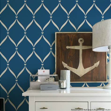 Ribbon Lattice Wall Stencils for Decorating Home Decor | Royal Design Studio Stencils