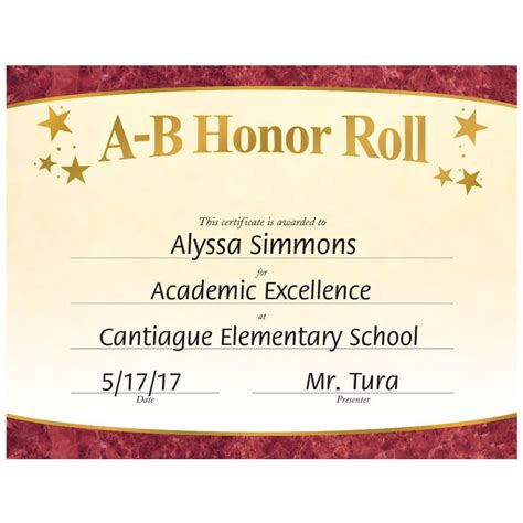 Free Printable A Honor Roll Certificates