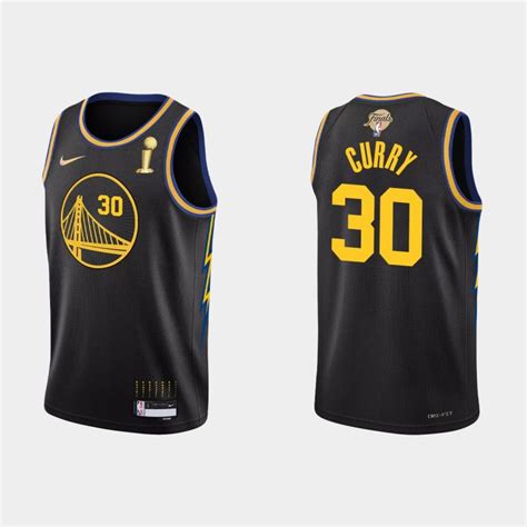 Men 2022 NBA Finals Champions Stephen Curry #30 Black City Black Jersey ...