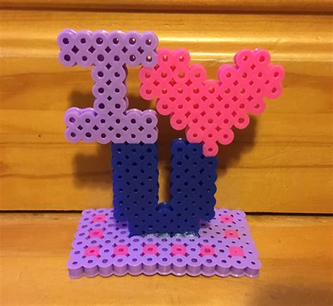 Perler Bead I Heart U Mother’s Day Valentine’s Day | Diy perler bead crafts, Perler bead ...