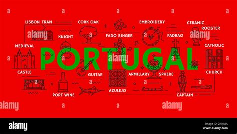 Portugal travel icons and infographics. Portugal culture, history and ...