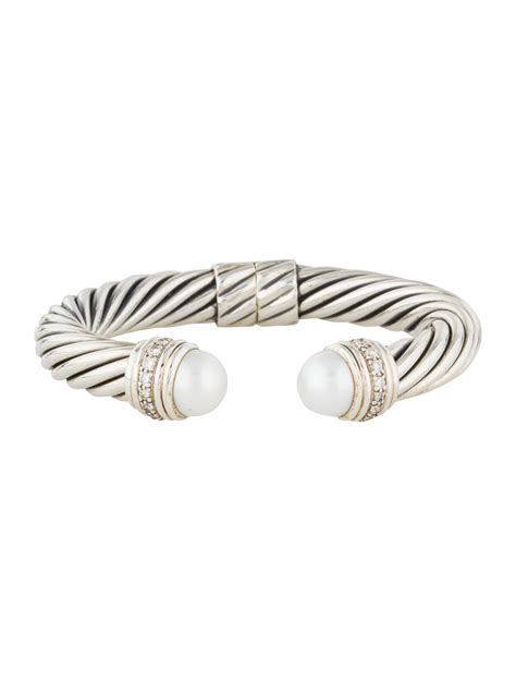 David Yurman Pearl & Diamond Cable Classics Bracelet - Bracelets - DVY38479 | The RealReal